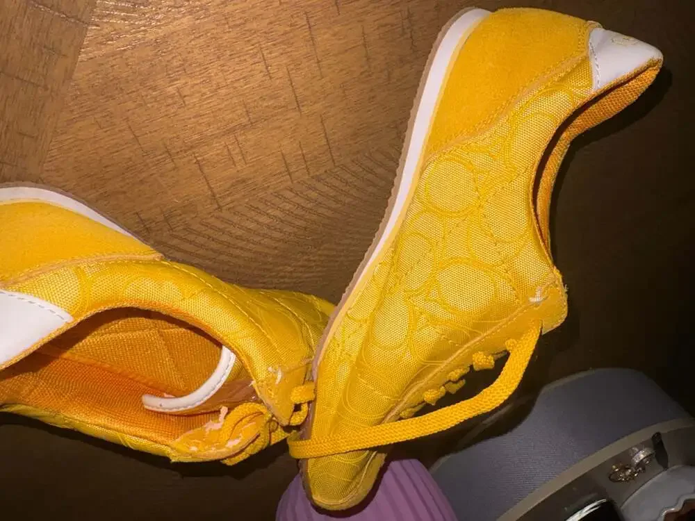 Coach Patti Signature Logo Yellow Lace-Up Sneakers